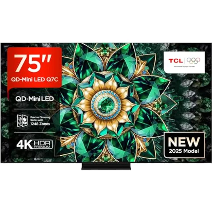 TCL 75Q7C, 75 Zoll QD-Mini LED Fernseher, 4K HDR Premium 3000, Smart Google TV, Dolby Vision IQ & Atmos, HVA Panel, Bang & Olufsen Audio, 144Hz Motion Clarity Pro, Game Master – Bild 1