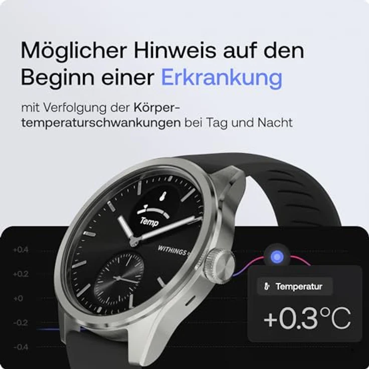 WITHINGS ScanWatch 2 42mm, Hybrid Smartwatch Herzgesundheit für Männer & Frauen - EKG, SPO2, Temperaturüberwachung, Schlaftracking, Atemwegsgesundheit, Zyklustracking, 30 Tage Akkulaufzeit, iOS & Android – Bild 4