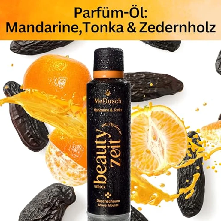 MeDusch Duschschaum Beautyzeit Mandarine & Tonka mit Hyaluron, 3er-Set, Feuchtigkeitsspendend (200 ml, orientalisches Parfüm-Öl, unisex) - Preisvergleich – Bild 4