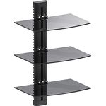 Maclean MC-664 Wandregal 3-Fach Glasregal 8kg Wandhalterung für DVD Player Spielconsolen HiFi Halterung Hängeregal