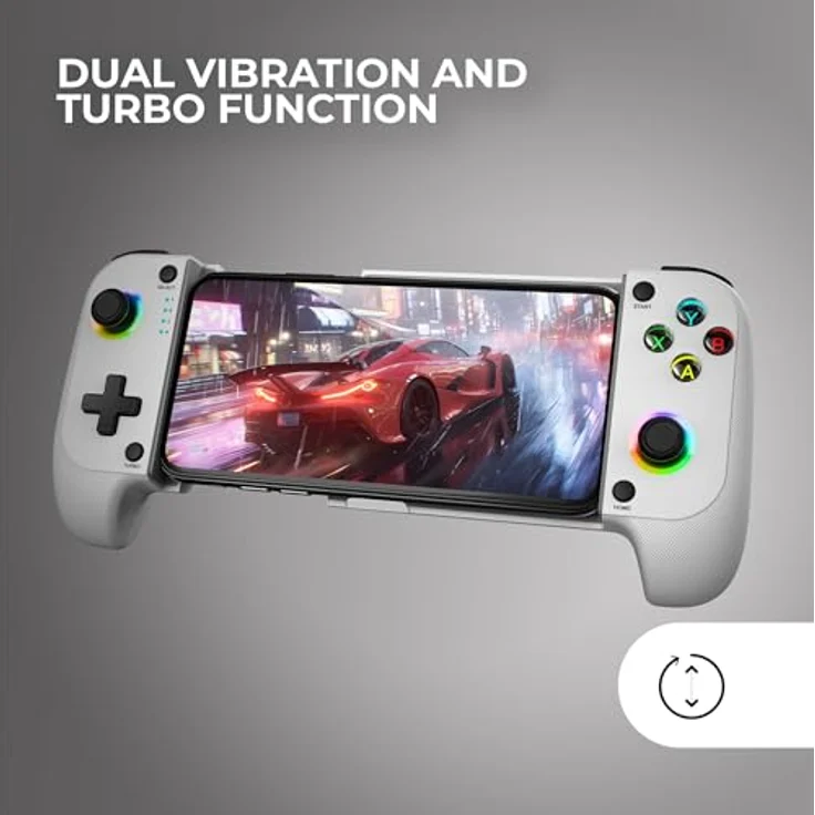 Mars Gaming MGP-X, Kabelloser Gaming Controller mit Dual-Vibration und RGB-Beleuchtung, Weiss, kompatibel mit PS4, PS5, Switch, PC, Android, iOS – Bild 4
