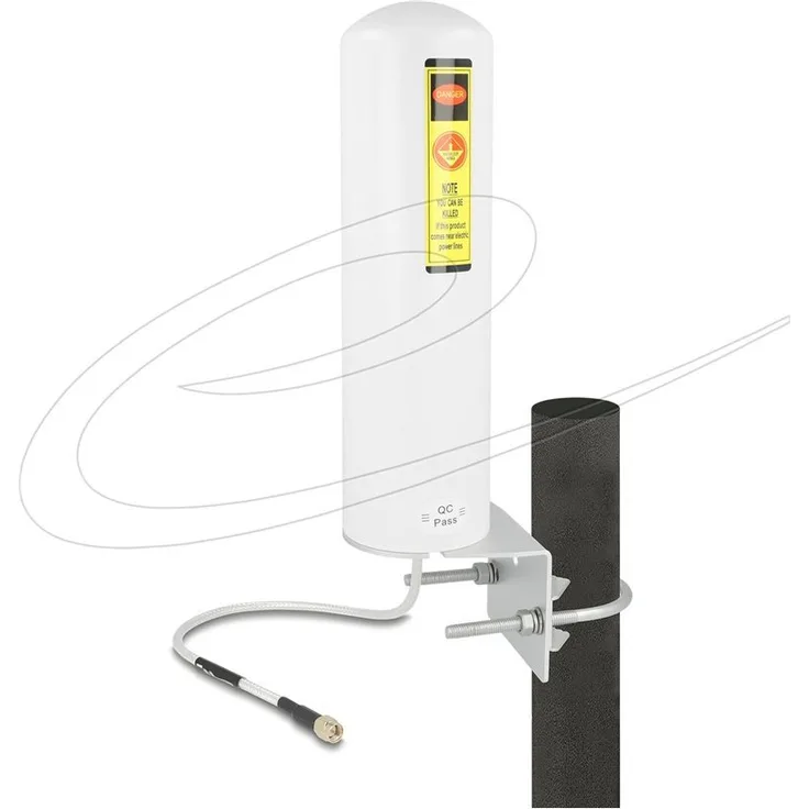 Delock WLAN-Antenne, 5G, LTE, SMA-Stecker, ungerichtet, 3-5 dBi, Wandmontage, weiß