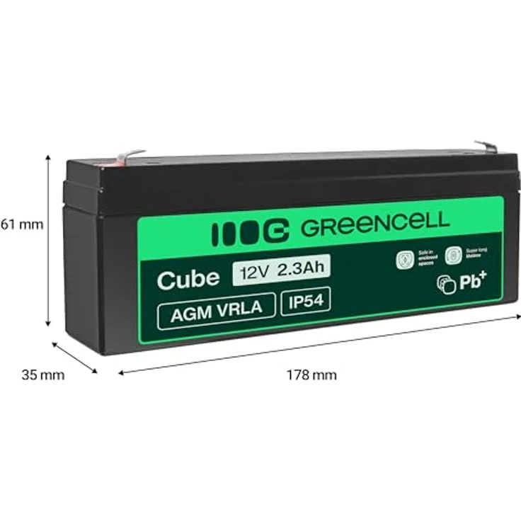 Green Cell® AGM Bleiakku Batterie (12V 2.3Ah VRLA Faston F1) - Zyklenfester Sealed Lead-Acid Ersatzakku für Solar und Alarmsysteme – Bild 2