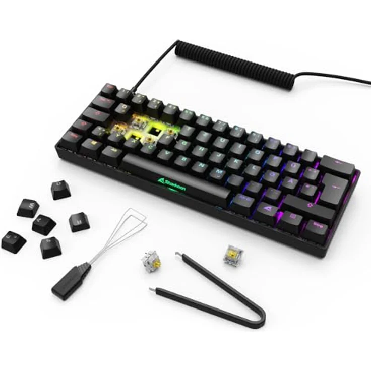 Sharkoon SKILLER SGK50 S4 Gen2, Kompakte Gaming-Tastatur mit Gateron Yellow, Schwarz, DE Layout – Bild 8
