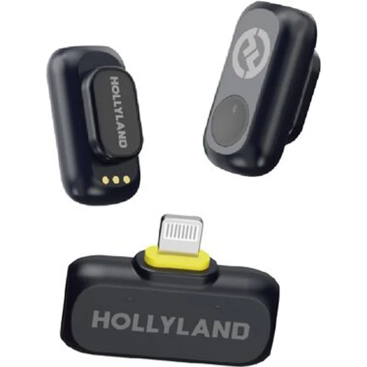 Hollyland Lark A1 Mini Duo, Kabelloses Mikrofon mit 48 kHz High-Fidelity-Klang und 54 Stunden Akkulaufzeit, Lightning, Space Gray