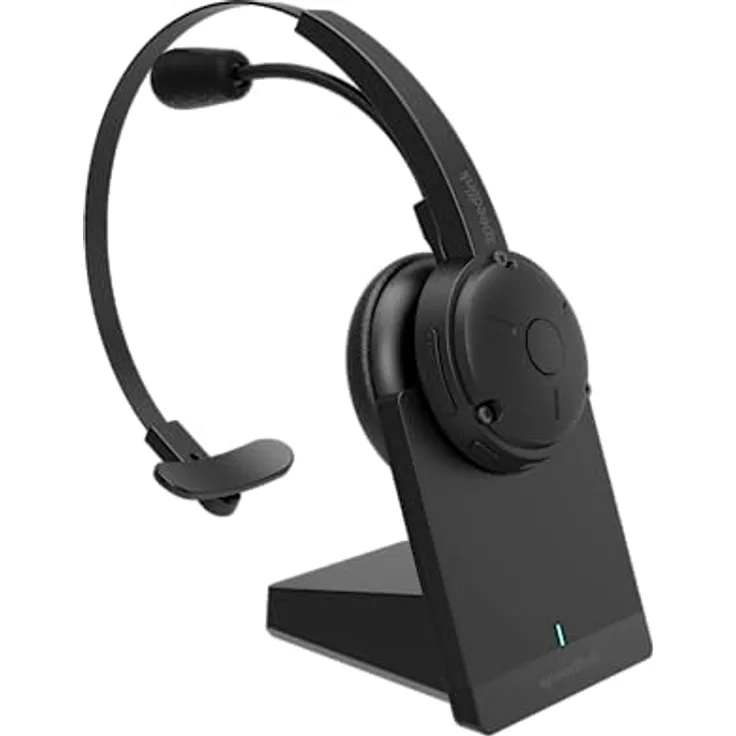 SPEEDLINK SONA Pro Bluetooth Headset – sehr leichtes Mono Headset mit Mikrofon und Noise-Cancelling, mit Ladestation für Büro und Homeoffice, Anschluss kabellos Bluetooth oder USB Kabel, schwarz