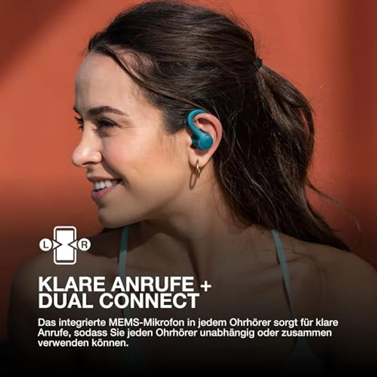 JLab Go Air Sport+, Bluetooth Sportkopfhörer mit 35+ Std. Akkulaufzeit, IP55 schweißresistent, USB-C Ladecase, Be Aware-Modus, korallenrot – Bild 5