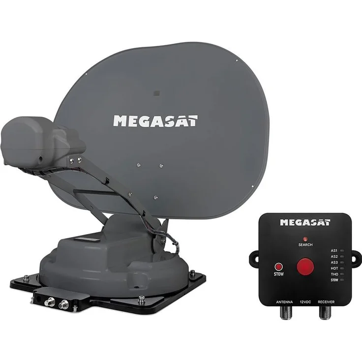 Megasat Caravanman 55 Professional GPS, vollautomatische Satellitenantenne mit Twin-Anschluss und Auto-Skew, graphit