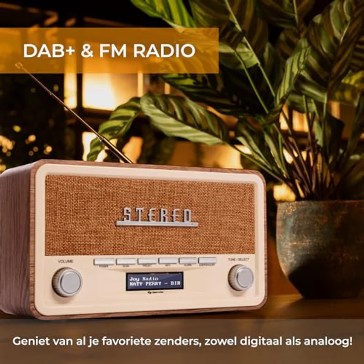 Denver DENVER DAB+/UKW-Radio DAB-18LW, Retrostyle Retro-Radio mit Bluetooth-Funktion, braun/weiß – Bild 2
