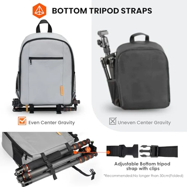 TARION TB-S Kamerarucksack Klein, Ultraleichter Fotorucksack mit Wasserschutz, für Spiegelreflexkameras, Grey S, 12L Kapazität – Bild 4