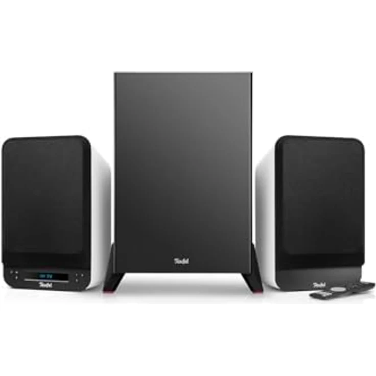 Teufel ULTIMA 25 AKTIV Club Edition 2.1 Soundsystem mit kabellosem Subwoofer - Aktive Regallautsprecher mit Bluetooth, AV-Receiver, Dolby Audio, DAB+, HDMI ARC CEC, Touch Slider - weiß – Bild 2