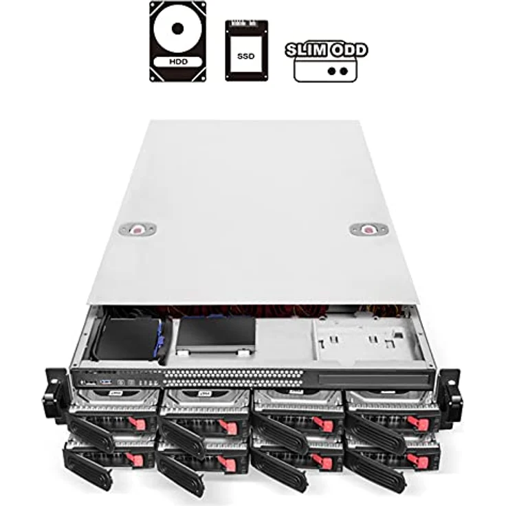 SilverStone Technology SST-RM22-308 - 2U Rackmount Server Gehäuse, unterstützt 8X 2.5/3.5 SAS/SATA HDD/SSD mit Mini-SAS-HD-SFF-8643-12-Gb/s-Schnittstelle Silber – Bild 2