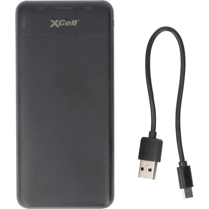 XCell Powerbank X10000PD, 10.000mAh, USB-C PD3.0, Quick-Charge, LED-Display, 2x USB-Ausgang, schwarz