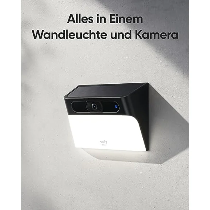 eufy Security Solar Wall Light Cam S120, kabellose 2K Solar Überwachungskamera aussen, nachhaltige Stromversorgung, bewegungsaktiviertes Licht, KI-Erkennung, wasserdicht, Spotlight, ohne Gebühren – Bild 2