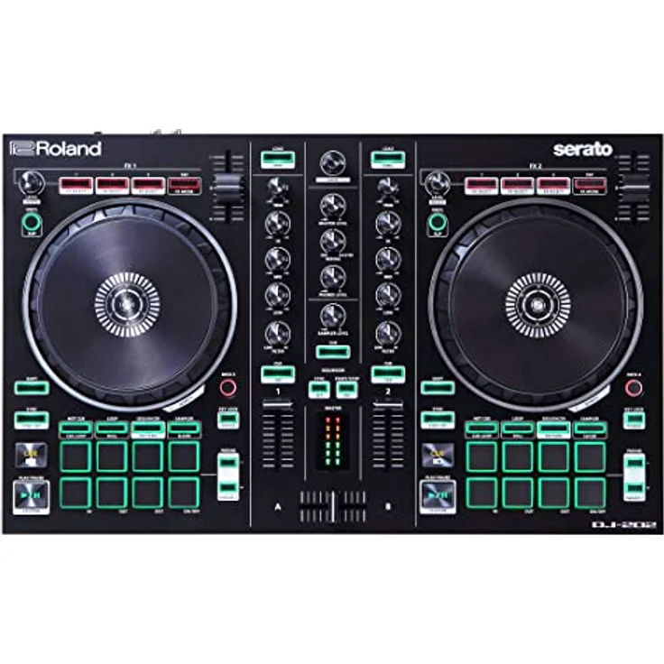 Roland DJ-202 2-Kanal 4-Deck USB-DJ-Controller mit Gator Tasche und keepdrum Mikrofasertuch – Bild 2