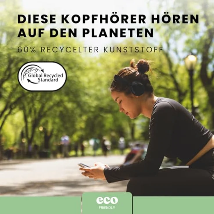 SPC Heron 2 Pro, Kabellose Bluetooth-Kopfhörer mit 75 Std. Akkulaufzeit, Geräuschunterdrückung, Duale Bluetooth-Verbindung, Gaming-Modus, verstellbar und klappbar, Schwarz, aus recyceltem Kunststoff – Bild 2
