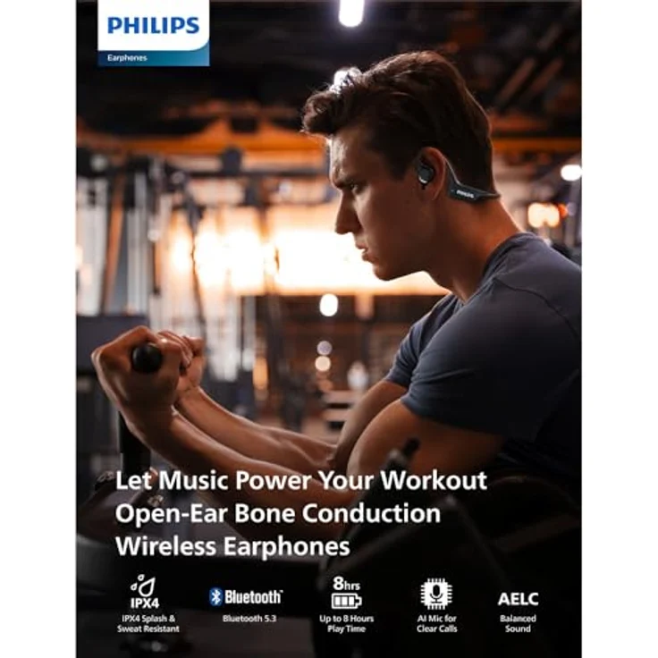 Philips Open-ear Wireless Sports Headphones, kabellose Sportkopfhörer in Schwarz – Bild 3