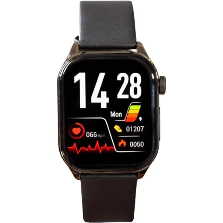 Knauermann PRO 3 (2024) Schwarz - Gesundheitsuhr Smartwatch mit Telefoniefunktion - EKG + HRV und SOS Funktion - AMOLED Display- BT Bluetooth - Schlafapnoe - Echtlederband Schwarz, 14-24 – Bild 2