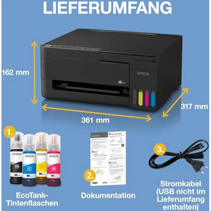 Epson EcoTank ET-2912, Multifunktionsdrucker mit Tintenbehältersystem, Farbe, drahtlose Konnektivität – Bild 7