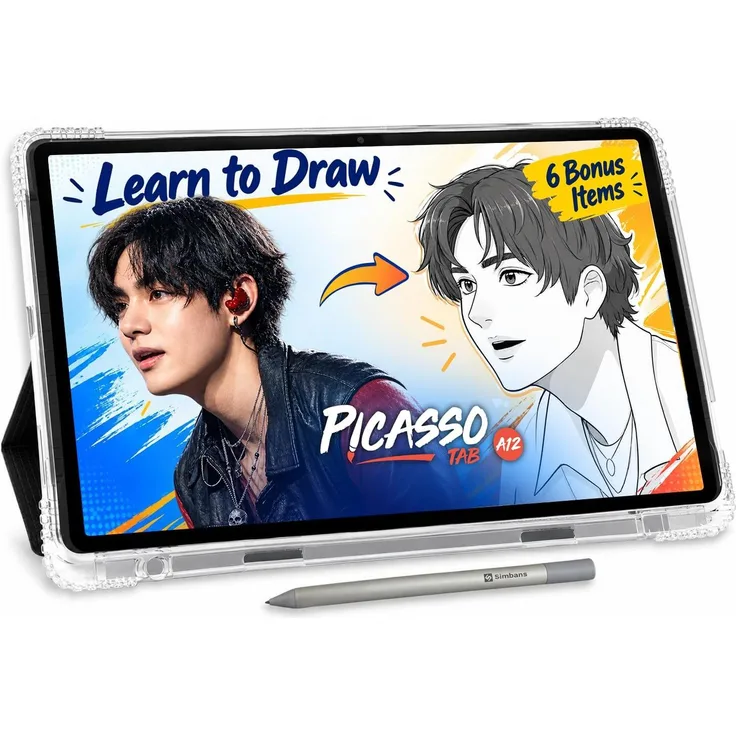 Simbans PicassoTab 12 A12, Standalone Zeichentablet mit 12 Zoll Display, 6GB RAM, 128GB Speicher, inklusive Zubehör und App Upgrades