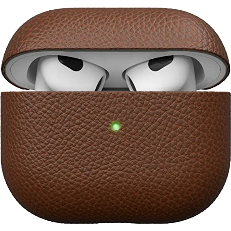 KeyBudz Artisan Leder Schutzhülle für Apple AirPods 3 Case, Etui, Ledertasche Echtleder, Kopfhörer Ohrhörer Zubehör, braun – Bild 1