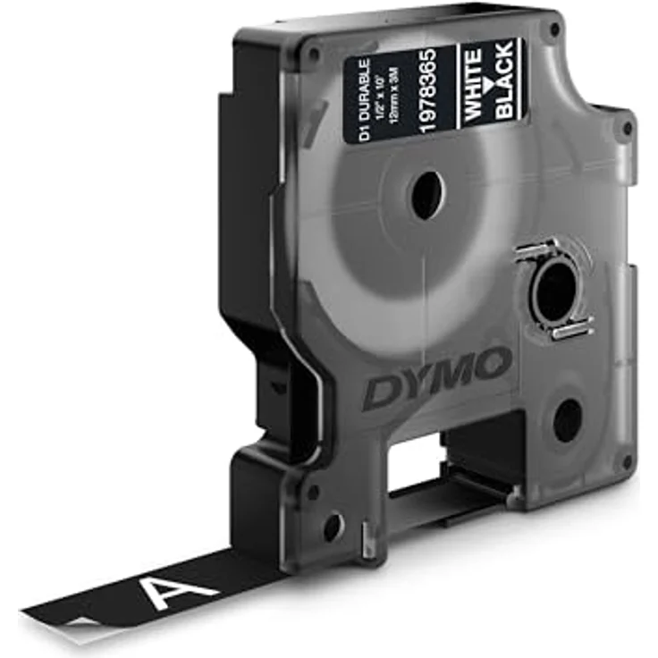 Dymo D1 Vinylband High Perf. 12 mm x 3 m weiß auf schwarz – Bild 5