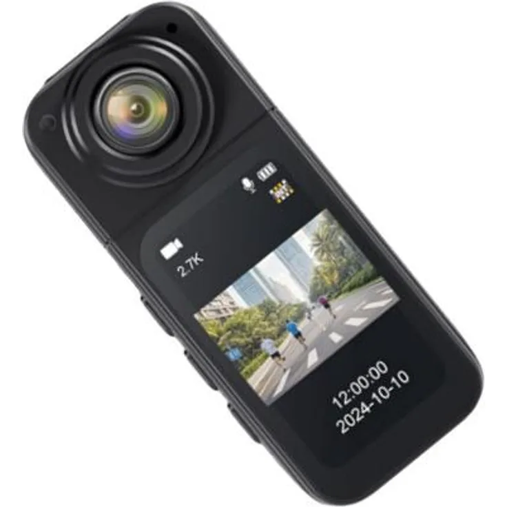 INF Mini-Action-Kamera, Rotierendes Objektiv, 2.7K/15FPS und 1080P/30FPS, Schwarz, mit 64GB Speicherkarte