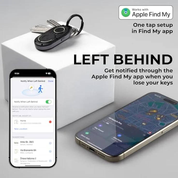 Rolling Square AirNotch Pro, Bluetooth Tracker mit Apple Find My Kompatibilität, 360° Sound, Austauschbare Batterien, Wasserdicht, Leuchtend, Schwarz – Bild 4