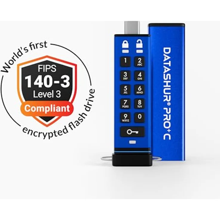 iStorage datAshur PRO+ Type C (128 GB, USB C), USB Stick, Blau – Bild 6