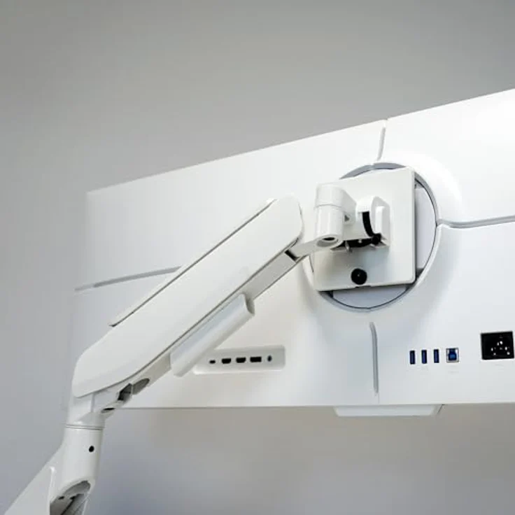 LC-Power LC-EQ-A49W, Monitor Halterung für Bildschirme bis 49 Zoll, VESA 100x100 mm, Weiss, stufenlos höhenverstellbar bis 47 cm, Tragkraft 20 kg – Bild 6