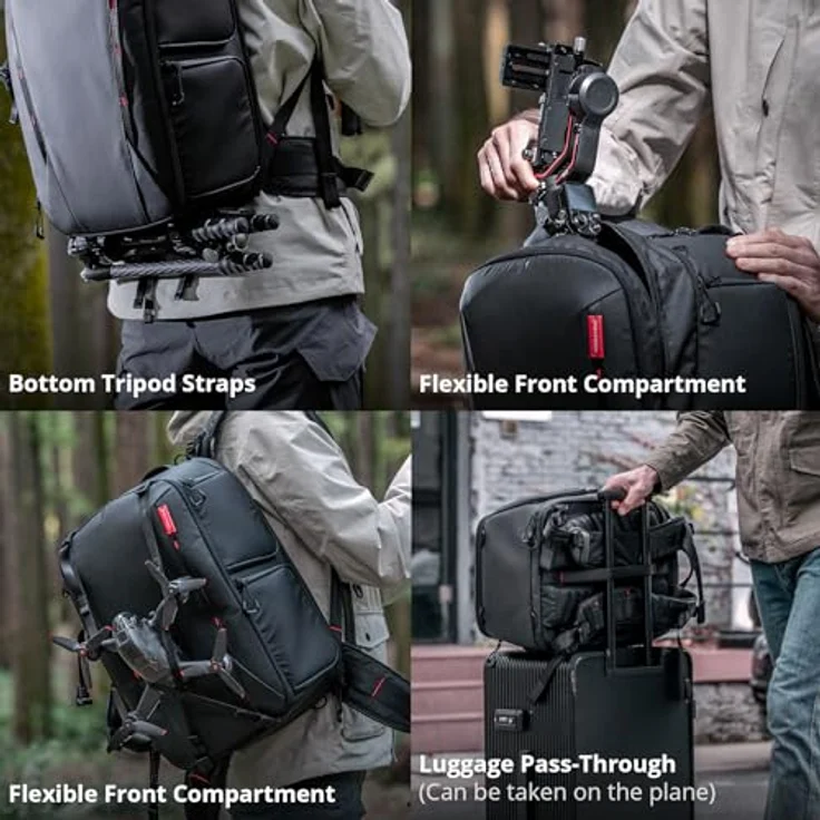 PGYTECH OneMo 2 Kamerarucksack 25-33L, wasserdichter Fotorucksack mit Laptopfach für DSLR und Drohnen, schwarz – Bild 4