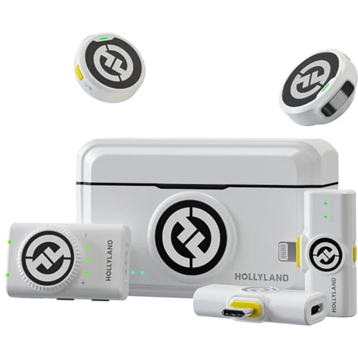 Hollyland Lark M2 Wireless Lavalier Mikrofon (2TX+3RX), 48kHz/24bit Hi-Fi Audio, 300m Reichweite, 40H Akkulaufzeit, ENC Antischall, kabellos für Vlog - Weiß – Bild 1