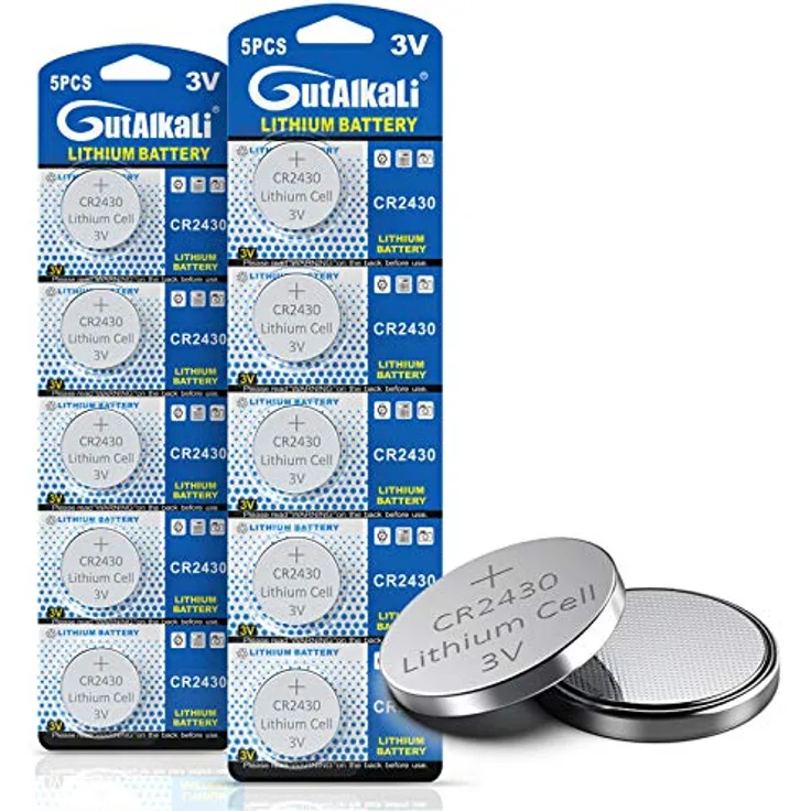 GutAlkaLi 3V Lithium-Knopfzelle CR2430 Batterien, 10er Votivkerzen, Teelichter, Video, Computer, Rechner, IC-Karten, elektrische Produkte