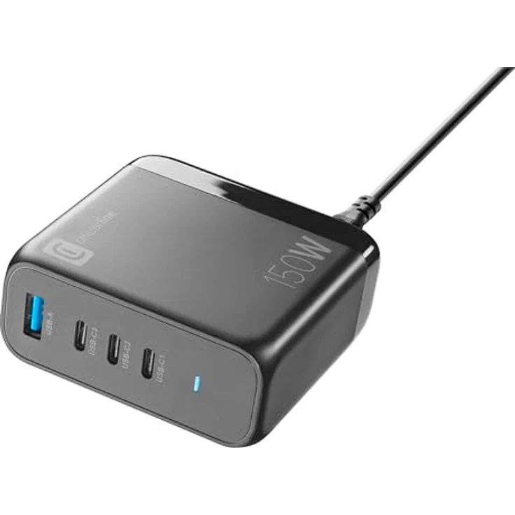 Cellularline - MULTIPOWER Desk GAN 150W Ultrakompaktes GaN-Netzladegerät mit 4 Anschlüssen - 3 USB-C, 1 USB-A Anschluss - Ausgestattet mit Gan-Technologie - Ideal für Smartphones, Tablets und Laptops – Bild 1