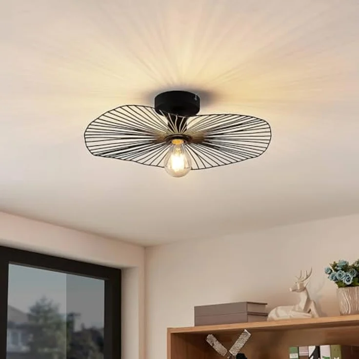 Lindby Deckenlampe Ruota (Retro, Vintage Antik) in Schwarz aus Metall (1 flammig E27) - Deckenleuchte Lampe Wohnzimmerleuchte – Bild 2