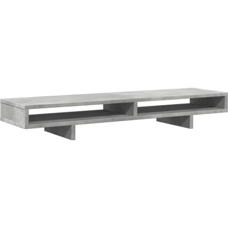 vidaXL Monitorständer Zementgrau 100 x 27 x 15 cm Massivholz Kiefer doppelte Monitorhalterung verstellbare Computer-Monitorhalterung – Bild 1