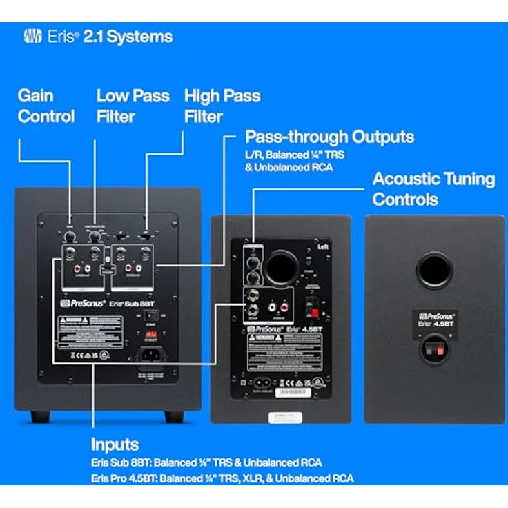Presonus Eris 4.5BT Studio Bluetooth-Boxen 2nd Gen PC-Lautsprecher (1 Paar, 50 W, Bluetooth) in schwarz – Bild 4