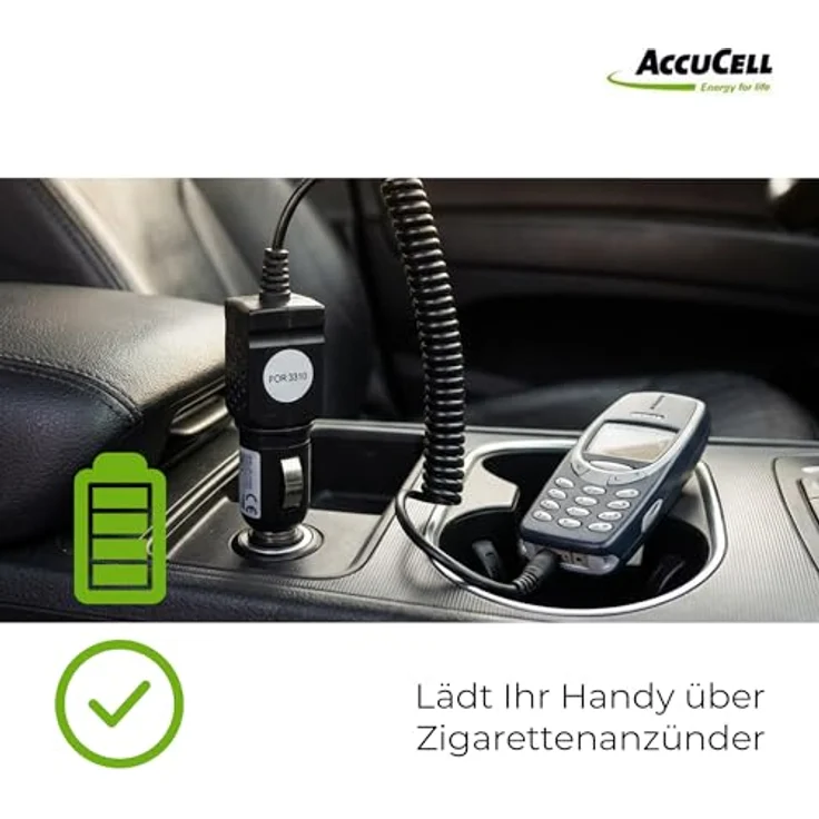 AccuCell KFZ-Ladekabel für Nokia Handys mit 3,5mm Anschluss, 12-24 Volt, 1 Meter Kabel, schwarz – Bild 4