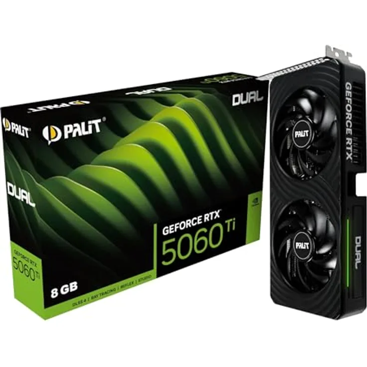 Palit GeForce RTX 5060 Ti Dual OC, 8GB GDDR7 Grafikkarte mit PCI Express 5.0 und NVIDIA DLSS