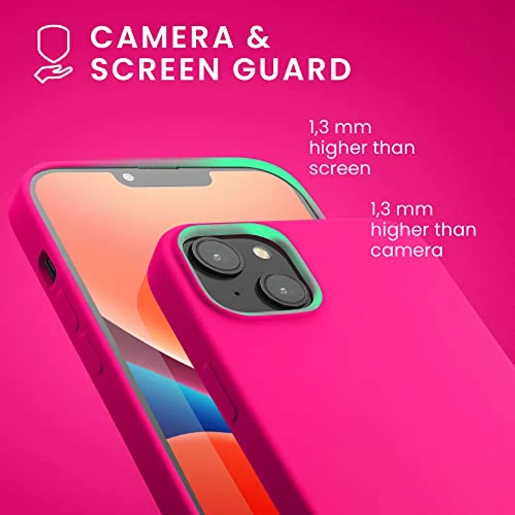 kwmobile Handyhülle für iPhone 14 Plus, Silikon Case in Neon Pink, stoßfest mit Anti-Rutsch Oberfläche und kabellosem Laden – Bild 5
