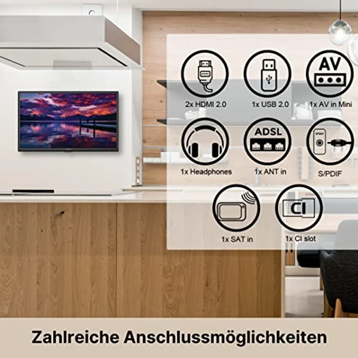 STRONG SRT 24HE4023 | 24'' HD TV | 230 V / 12 V kompatibel | Camping Fernseher | DVB-T2/C/S2 | Hotelmodus | On-Screen-Programmführer mit Timer | schwarz – Bild 3