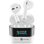 Music Sound Spark TWS Kopfhörer, Bluetooth, Wireless, LED-Display, 30 Stunden Wiedergabe, automatisches Pairing, Touch-Steuerung, Weiß