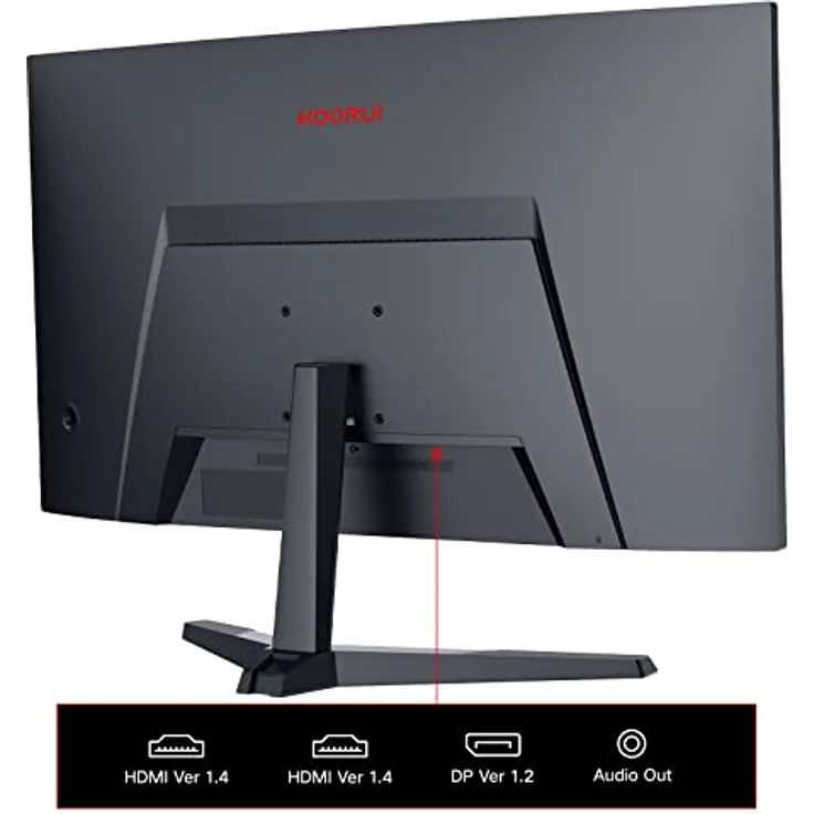 KOORUI 24 Zoll Gaming Monitor mit 1800R, FHD 1080p, 4ms Reaktionszeit,165Hz Bildwiederholraten, DCI-P3 90%, SRGB 100%, HDMI 1.2, DP 1.2, Audioanschluss, 250cd/m² Helligkeit Schwarz 24E6C – Bild 4