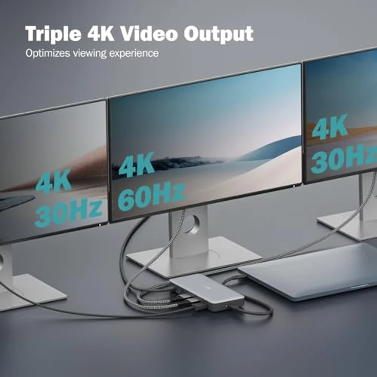 DIGITUS USB-C Docking Station - 11-Ports - 2X HDMI, 1x Displayport UltraHD 4k/60Hz - 2X USB-A 3.2 Gen2, 1x USB-C 3.2 Gen2-1x RJ45 - Dual Kartenleser - 1x 3,5mm Audio - Grau – Bild 5