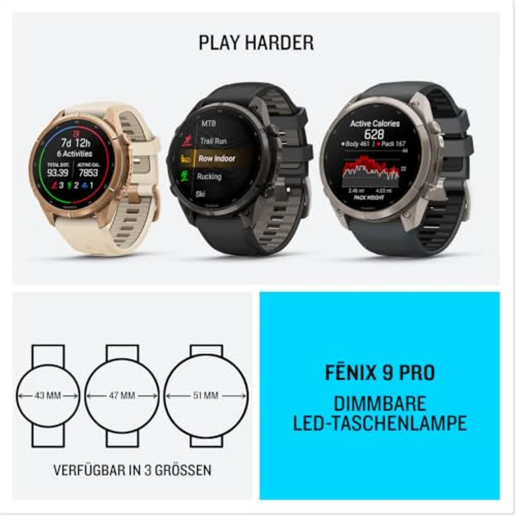 GARMIN FENIX 9 PRO - INREACH, 51 MM Titan Smartwatch mit Saphirglas, LTE-Konnektivität, Graphit/Schwarz – Bild 7
