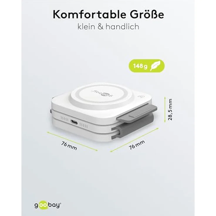 goobay 65312 MagSafe Ladestation/Kabelloses 3in1-Ladegerät/Faltbar,USB-C Wireless Charger für iPhone, AirPods und Aple Watch / 15W Travel Charging Station – Bild 3