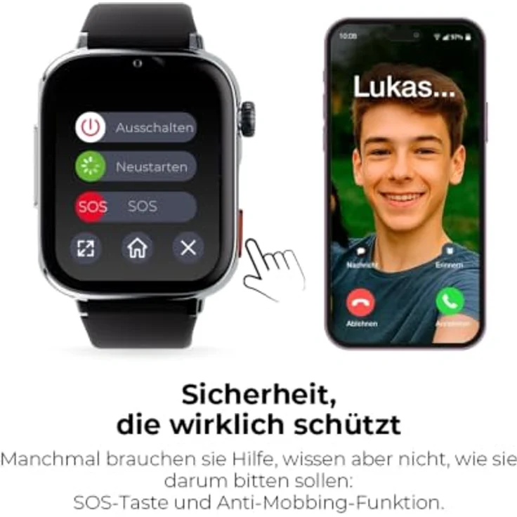 SaveFamily SaveWatch Plus 2, Kindersmartwatch mit GPS, Kamera, SOS Knopf und Nano SIM – Bild 4
