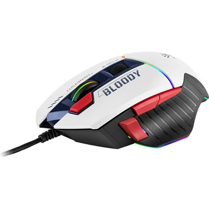 A4tech W95Max Sports Gaming Maus, Optische Kabelgebundene Gaming-Maus, USB 12 000 CPI, 8000 FPS, 250 IPS. 35G, 2000 Hz Ultrapolling (weiß/blau) – Bild 5