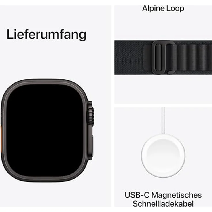 Apple Watch Ultra 3 GPS + Cellular, 49mm, Titangehäuse Schwarz, Alpine Loop Schwarz - L – Bild 6