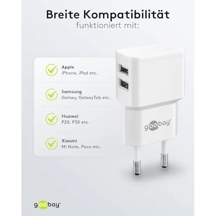 Goobay 44952 2fach USB Ladegerät Extra Kompakte Bauform 2, 4A, Weiß – Bild 9
